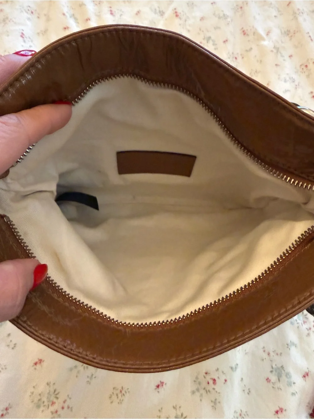 Club Monaco Y2K Cognac Brown Patent Leather Fold-Over Clutch Bag